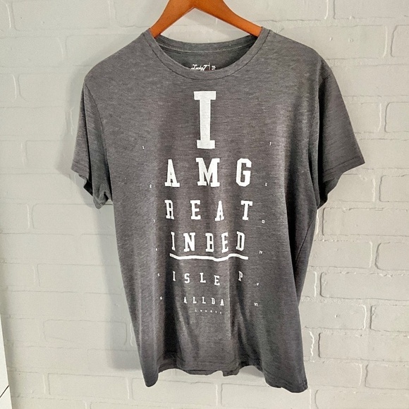 Lucky 7 Men’s Graphic Tee Spell outGray Lightweight Cotton blend L - Picture 1 of 7